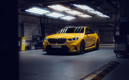 BMW M5, Машина, Желтый