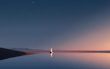 Ship, Sailboat, River, Sunset