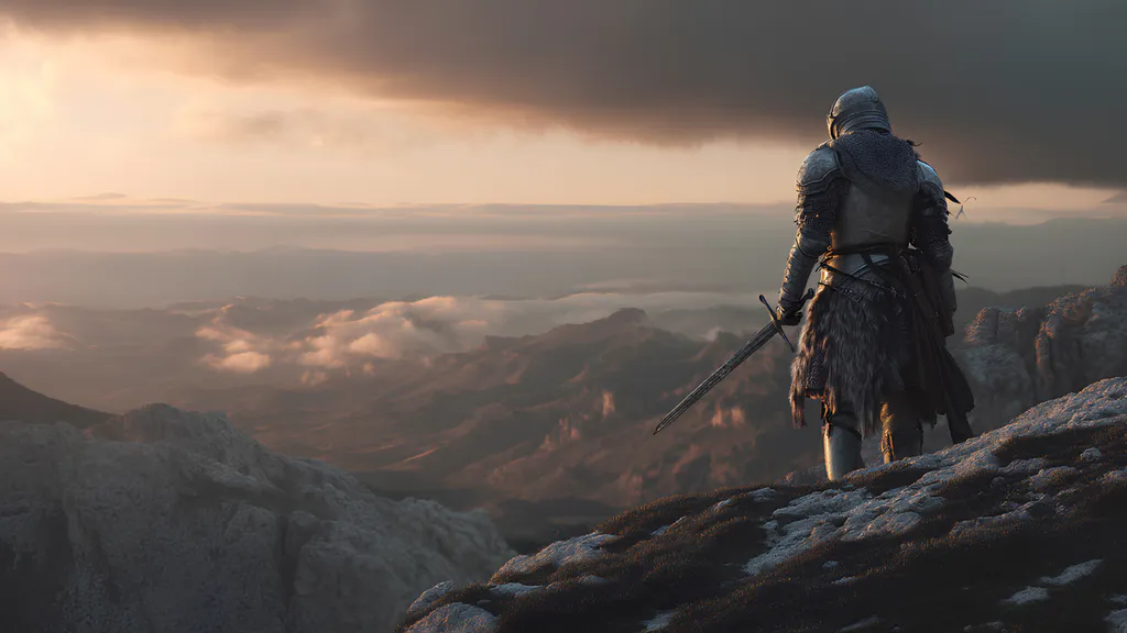 Обои на рабочий стол: Warrior at Sunset