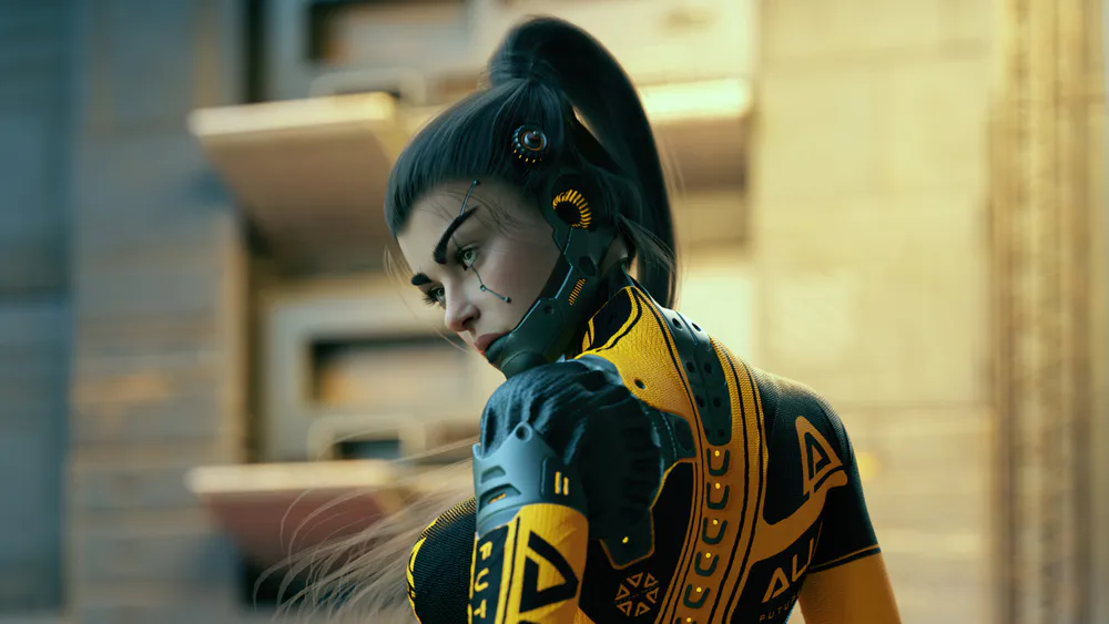 Wallpaper Cyber girl 1125x2436