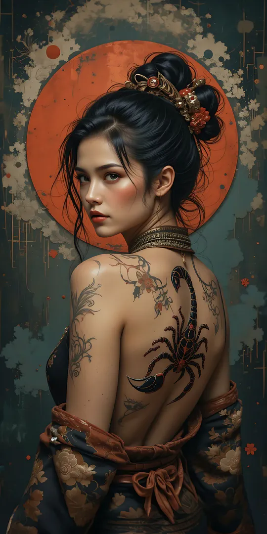 Phone wallpaper: A girl with a scorpion