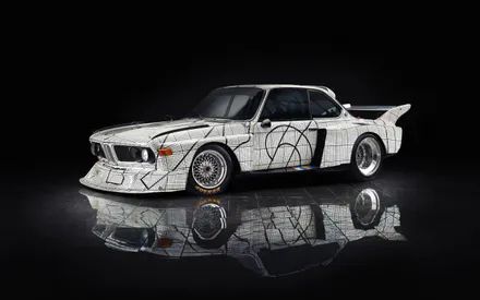 BMW, Sports Car, Racing Car, White Car, Coupe, Art Car, Reflection, Black Background