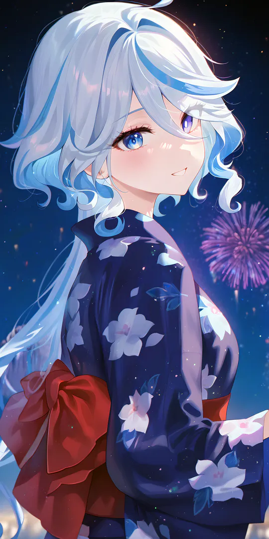 Phone wallpaper: The girl under the fireworks