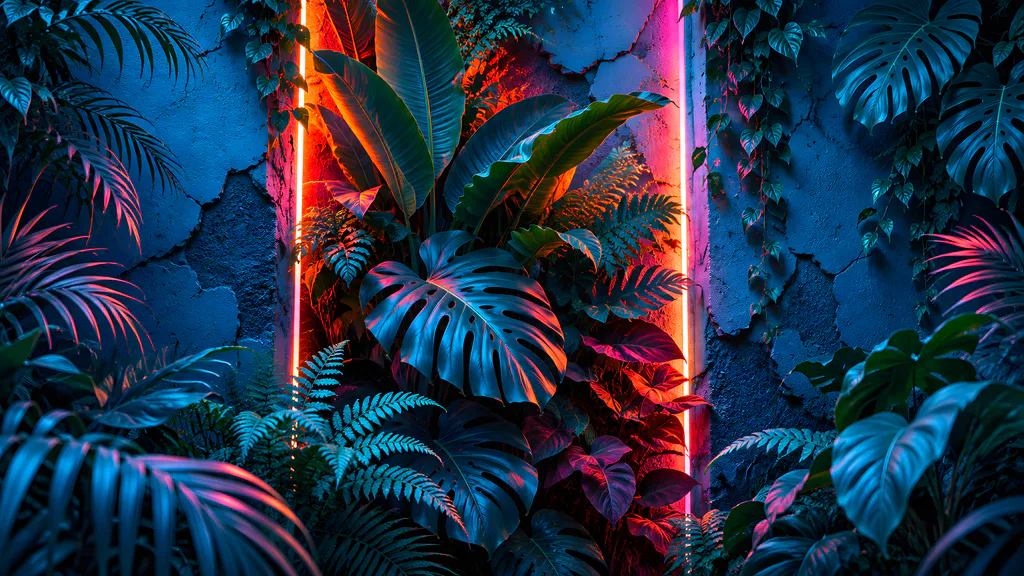 Desktop wallpaper: Neon tropical plants