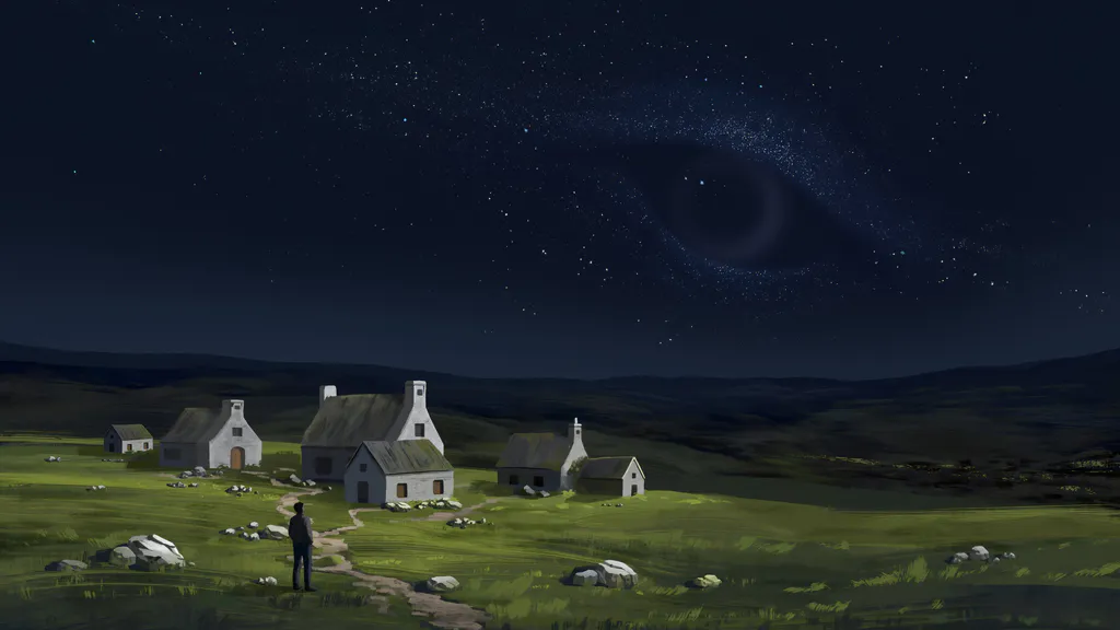 Desktop wallpaper: Night village under the stars