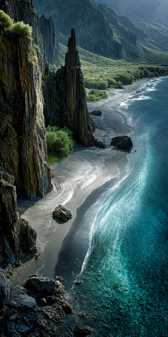 Phone wallpaper: Rocky beach