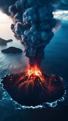 Volcano, Bench, Eruption, Smoke, Nature, Catastrophe, Island, Ocean, Ashes, Fire, Dynamics