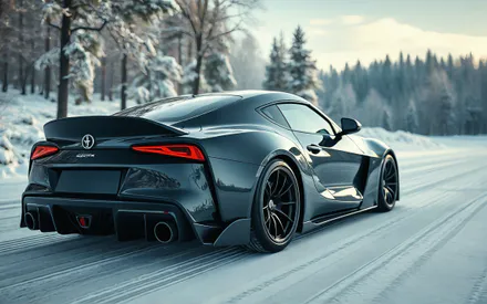 Toyota, Toyota Supra, Supra, Snow, Forest, Road, Ai Art