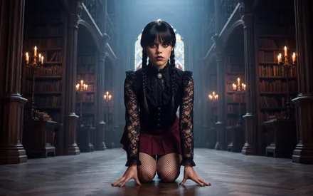 Wednesday Addams, Wednesday, Jenna Ortega, AI Art, AI Generated, Girl