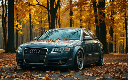 Road, Audi, Audi A4, Forest, Autumn, AI Art, AI Generated