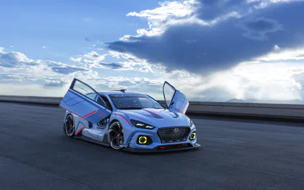 Hyundai RN30, Автомобиль, Синий, Гонка, Скорость, Тюнинг