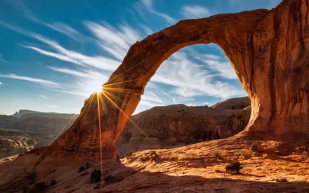 Солнце, Облака, Лучи, Свет, Горы, Синева, Скалы, Пустыня