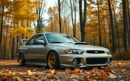 Subaru, Subaru Impreza, Autumn, Forest, Road, AI Art, AI Generated