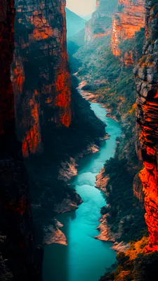 Canyon, Sunset, Landscape, River, Mountains, Rocks, Panorama, Abyss