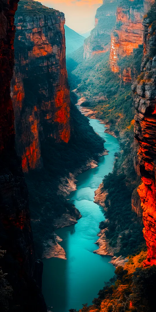 Phone wallpaper: The majesty of the canyon in the rays of the setting sun