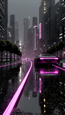 Cyberpunk, Neon, Night, Machine, Futurism, Wet Asphalt