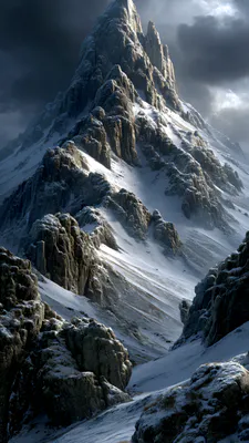 Сніг, Пік, Пейзаж, Зима, Скелі, Величне, Хмари, Гірський пейзаж
