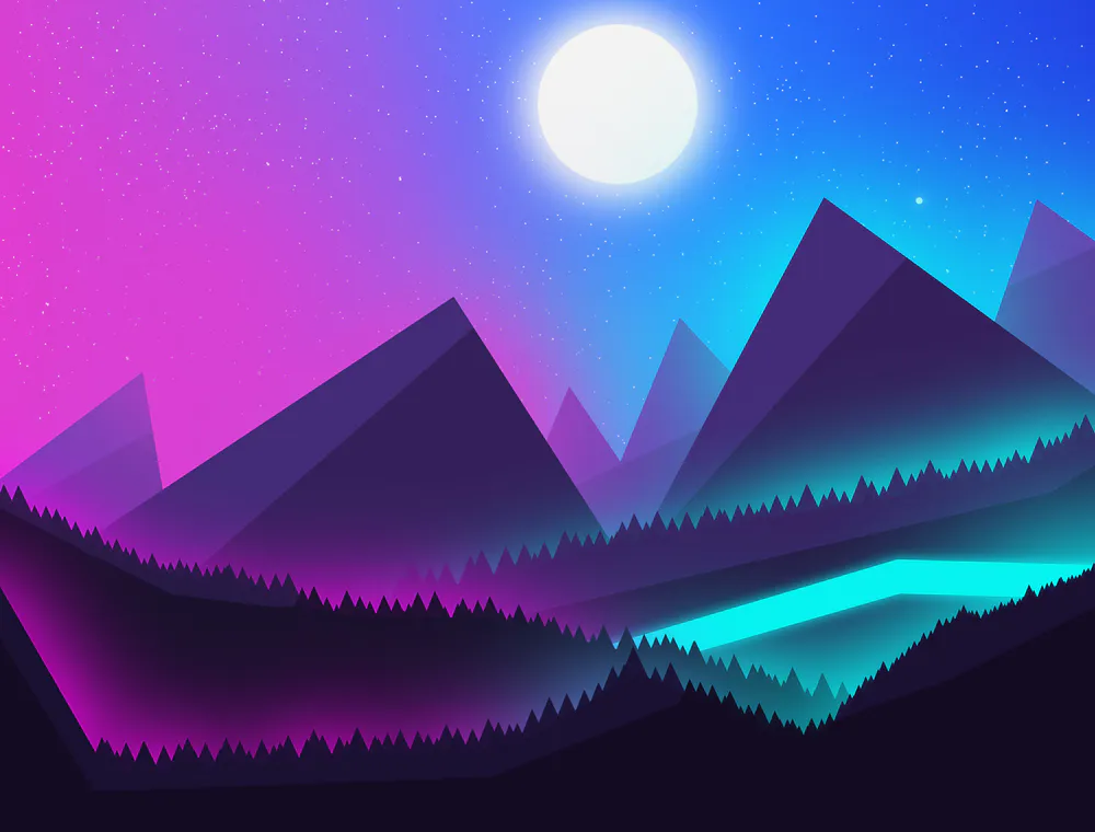 Wallpaper Mountain neon 3440x1440