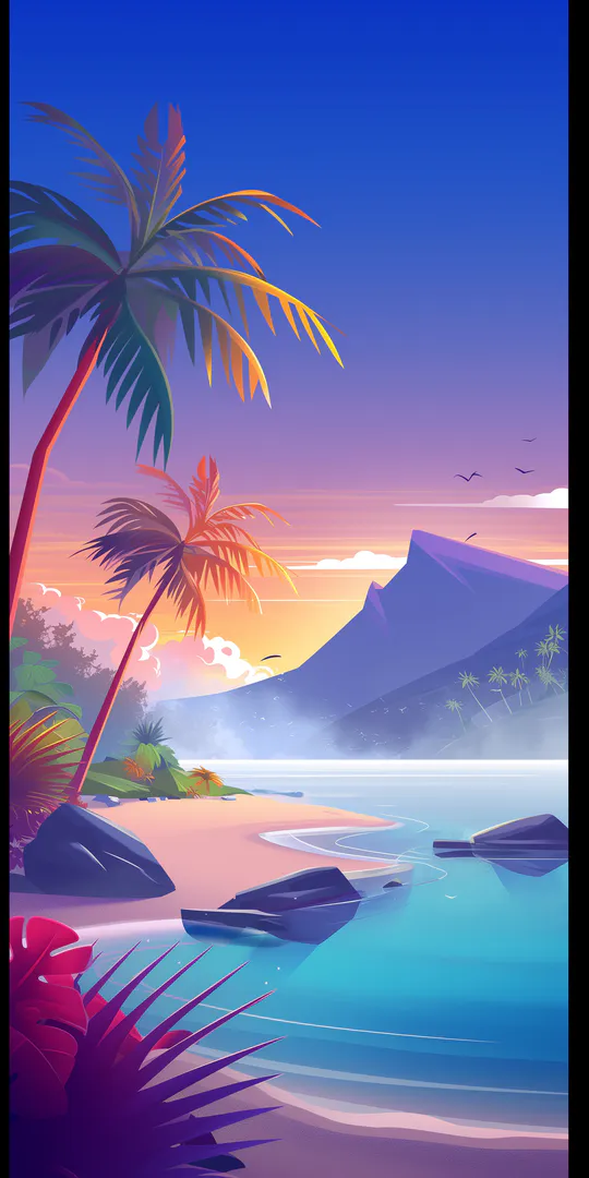 Phone wallpaper: A tropical beach in the west