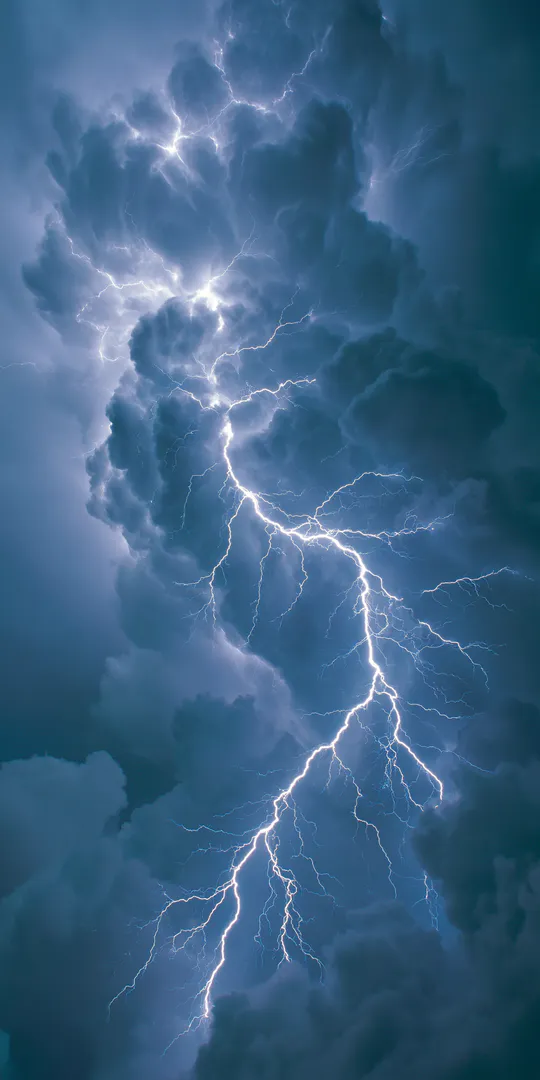 Phone wallpaper: Lightning through the clouds