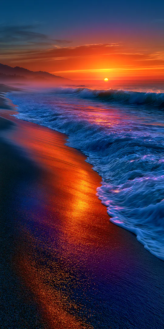 Phone wallpaper: Neon sunset over the ocean
