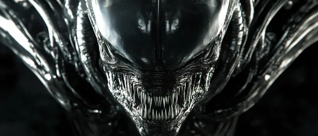 KyRyeZi, Midjourney Art, ИИ искусство, Чужой, Пришелец, Монстр, Мрачный, Кинематографические, Ультраширокие, 10k