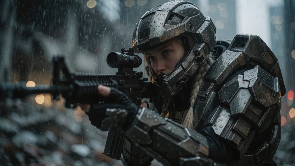 Desktop wallpaper: Girl in armor suit