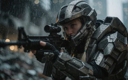 Girl, Rifle, Armor