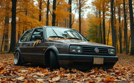 Golf, Volkswagen, Volkswagen Golf, Autumn, Forest, Stance, AI Art, AI Generated