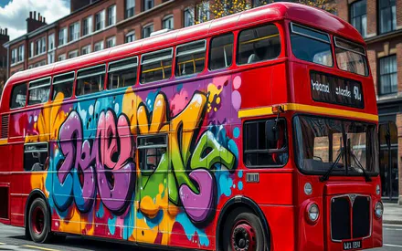 Bus, Graffiti, London, Art