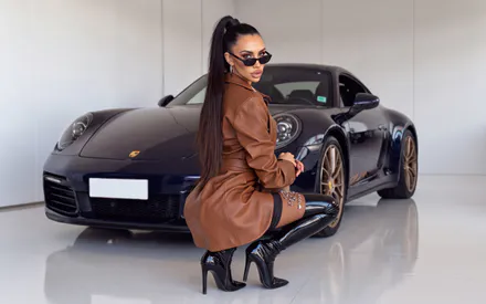 Porsche, Porsche 911, Девушка, AI Art, Сапоги, Каблуки, Сгенерировано AI