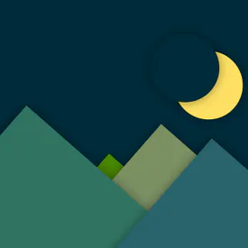 Mountains, Moon, Digital Art, Evening, Minimalism, Nature