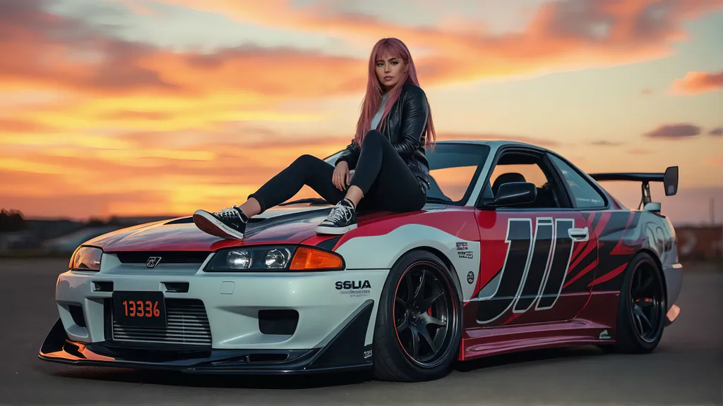 Шпалери для робочого столу: Nissan і дівчина