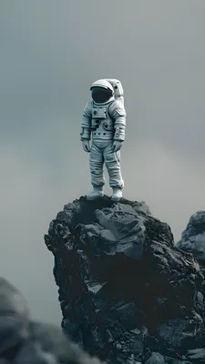 Космос, Одиночество, Футуризм, Минимализм, Серые тона, Космический скафандр, Вулканические породы