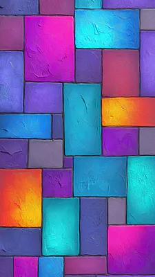 Geometry, Rectangles, Texture, Oil Texture, Bright Colors, Tiles, Stained Glass Style