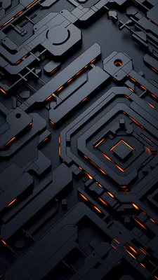 Абстракция, Технологии, Геометрия, Оранжевая подсветка, Amoled, 3d, Схема