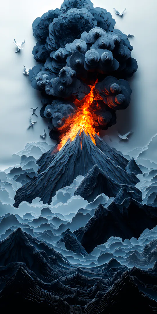 Обои на телефон: Пламенный вулкан