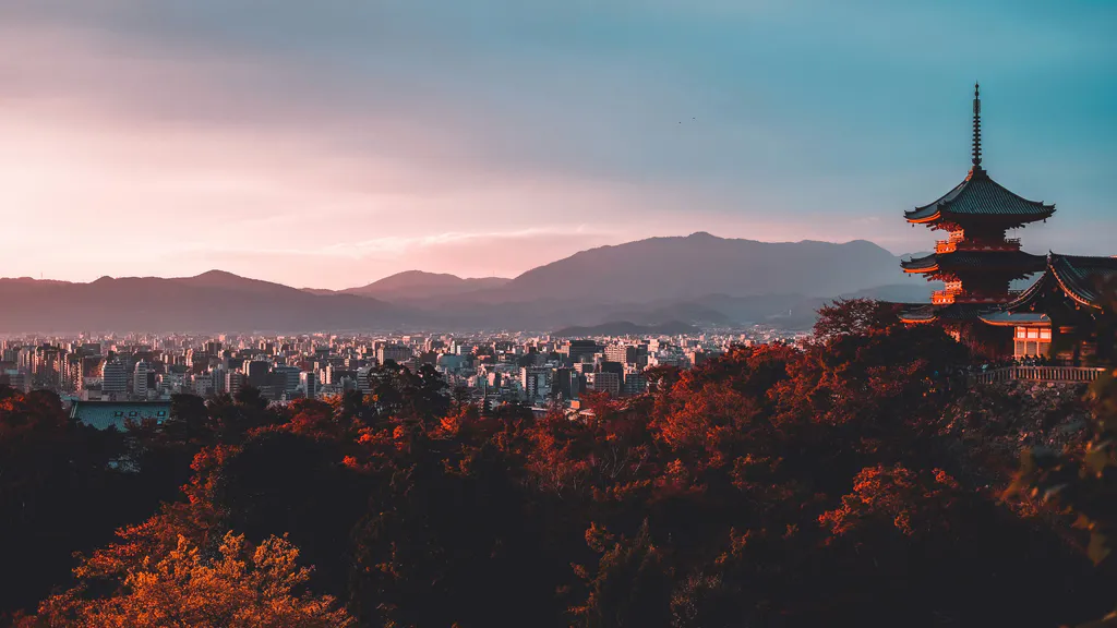 Desktop wallpaper: Kyoto in the evening
