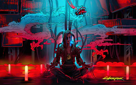 Неон, Дракон, Жінка, Кабелі, Йога-поза, Кібернетика, Футуризм