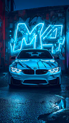 Спортивный, Граффити, Киберпанк, Влажный асфальт, Синие тона, Ночь, Отражение, Led огни