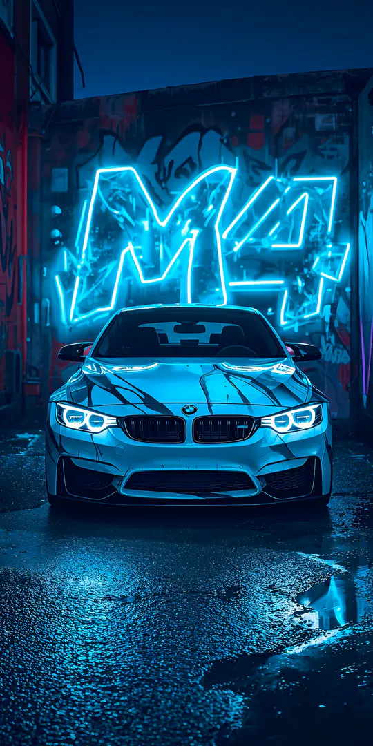 Обои на телефон: Неоновый BMW