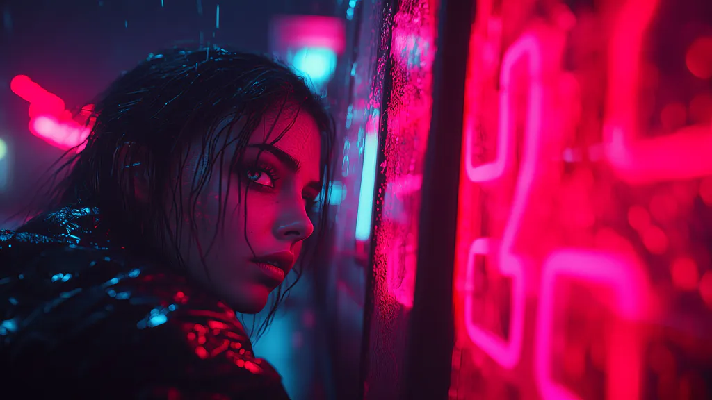 Обои на рабочий стол: Неоновая девушка