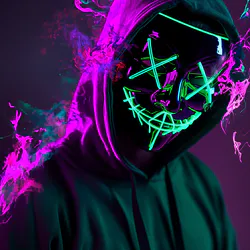 Neon Mask Guy With Green Smoke
