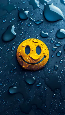 Желтый, Эмодзи, Вода, Влажная поверхность, Синий фон, Текстура, 3d