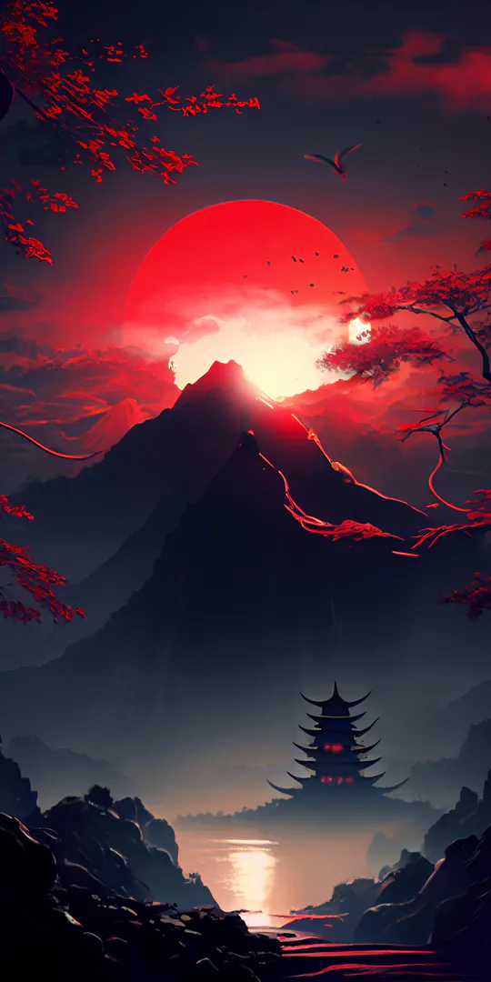 Шпалери на телефон: Сутінки над пагодою