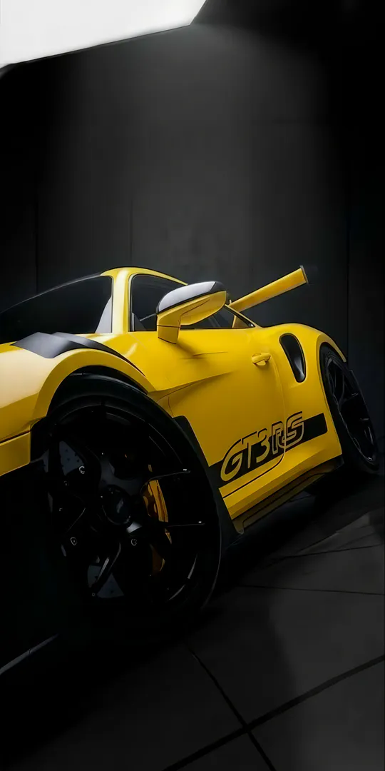 Phone wallpaper: Yellow Porsche GT3 RS