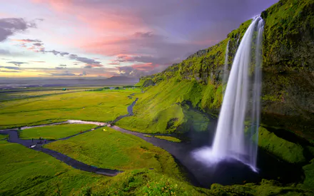 Waterfall, Ландшафт, Пейзаж, Selylandlasfoss, Исландия