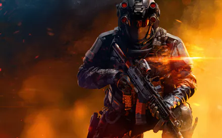 Солдат, Киберсолдаты, Футуристический, Шлем, Винтовка, Огненный фон, Виогра, Стрелок