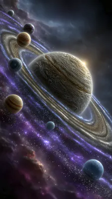 Планета, Кольца, Туманность, Звезды, Фэнтези, Вселенная, Экзопланета, Сатурн