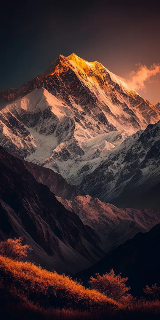 Обои на телефон: Вершина в золотом свете
